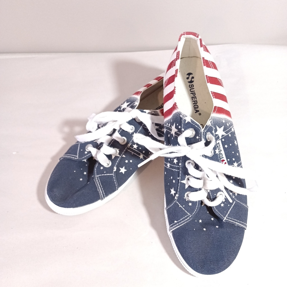 Superga Usa Stars Stripe Women's Size 9 Canvas Sneaker  Cotwflag 2950 Multi